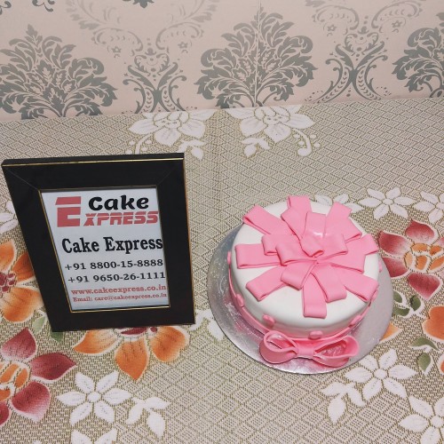 Pink Bow Truffle Fondant Cake in Gurgaon