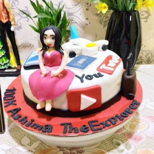 YouTuber Girl Theme Fondant Cake in Gurgaon
