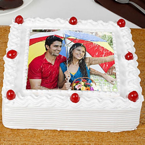 Pineapple Square Shape Photo Cake Delivery in Gurugram