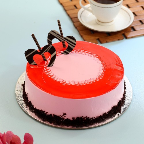 Red Glaze Strawberry Cake Delivery in Gurugram