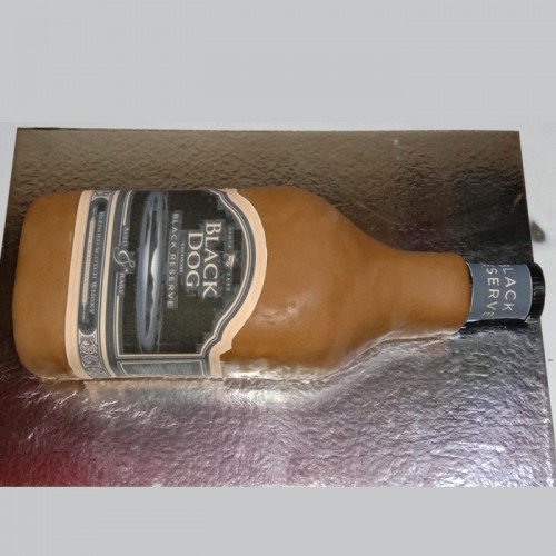 Black Dog Bottle Fondant Cake Delivery in Gurugram