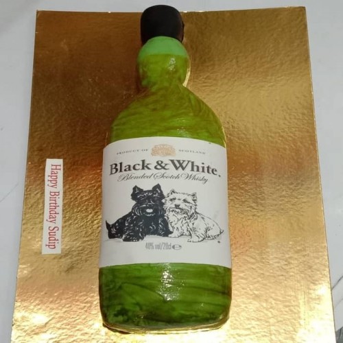 Black & White Whiskey Fondant Cake Delivery in Gurugram