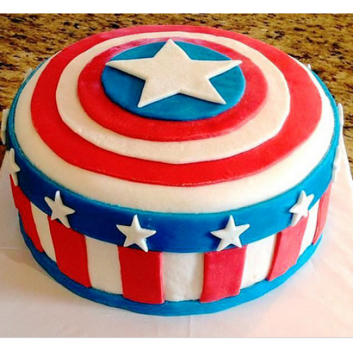 Captain America Theme Fondant Cake Delivery in Gurugram