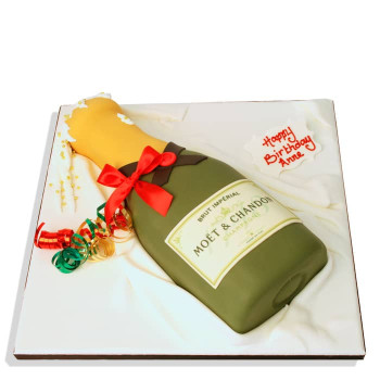 Champagne Bottle Shaped Fondant Cake