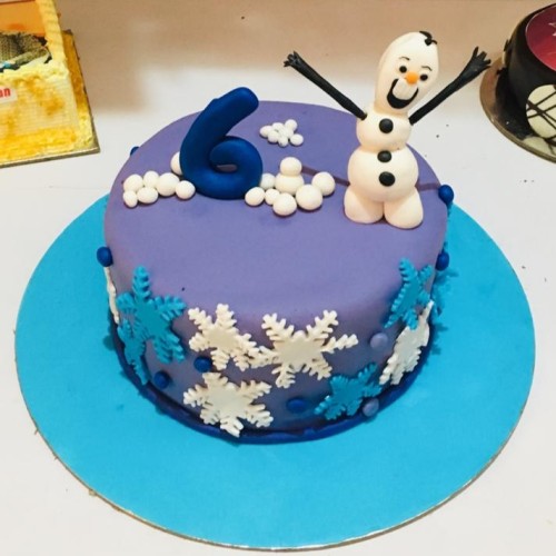 Snowman Theme Purple Fondant Cake Delivery in Gurugram Snowman Theme Purple Fondant Cake Delivery in Gurugram