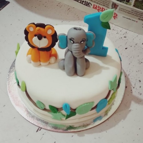 Lion & Elephant Theme Kids Cake Delivery in Gurugram