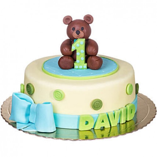 Little Teddy 1st Birthday Fondant Cake Delivery in Gurugram