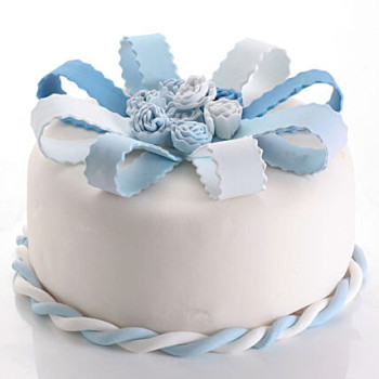White & Blue Roses Fondant Cake White & Blue Roses Fondant Cake
