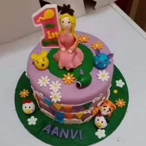 1st Birthday Girl Purple Fondant Cake Delivery in Gurugram