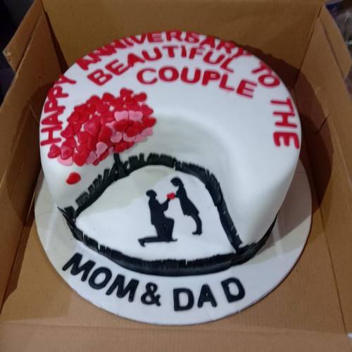 Anniversary Couple Theme Fondant Cake Delivery in Gurugram
