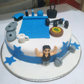 Body Building Theme Fondant Cake Body Building Theme Fondant Cake