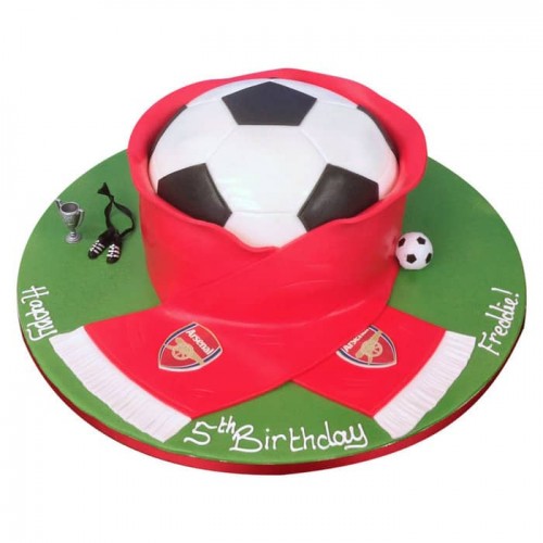 Football And Scarf Theme Fondant Cake Delivery in Gurugram