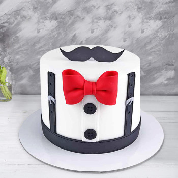 Mustache Theme Fondant Cake