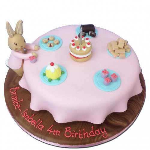 Bunny's Tea Party Fondant Cake Delivery in Gurugram