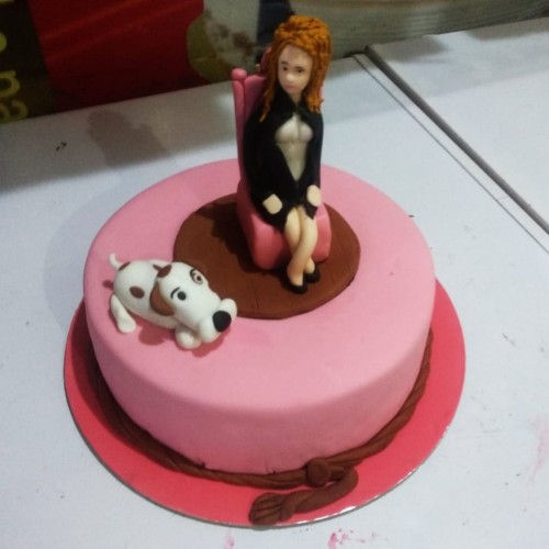 Girl with Dog Fondant Cake Delivery in Gurugram