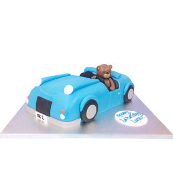 Teddy In Car Fondant Cake Teddy In Car Fondant Cake