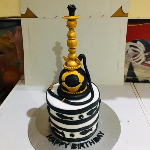 Golden Hookah Designer Fondant Cake Delivery in Gurugram Golden Hookah Designer Fondant Cake Delivery in Gurugram