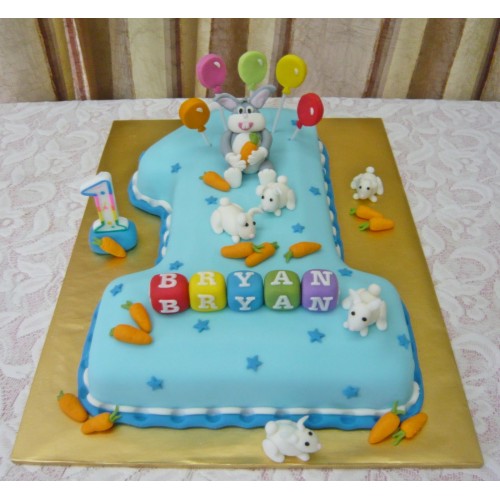 Bug Bunny Theme 1st Birthday Cake Delivery in Gurugram