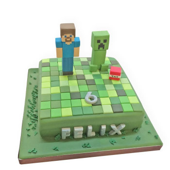 Minecraft Game Birthday Fondant Cake Minecraft Game Birthday Fondant Cake