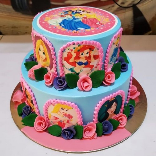 Disney Princess 2 Tier Designer Cake Delivery in Gurugram