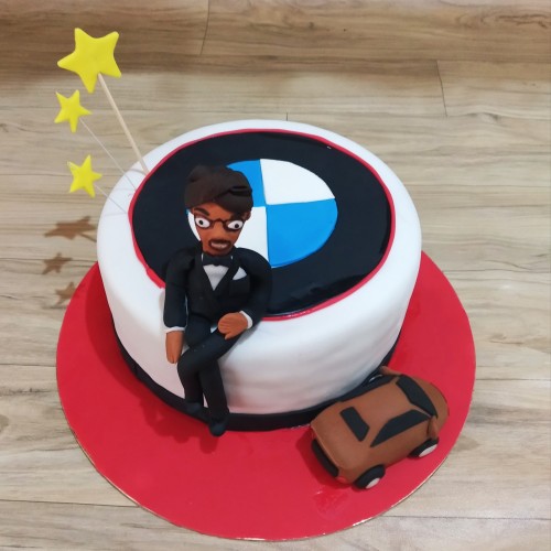 BMW Lover Guy Theme Fondant Cake Delivery in Gurugram