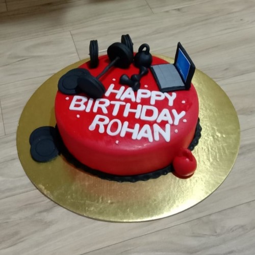 Gym Lover Red Fondant Cake Delivery in Gurugram