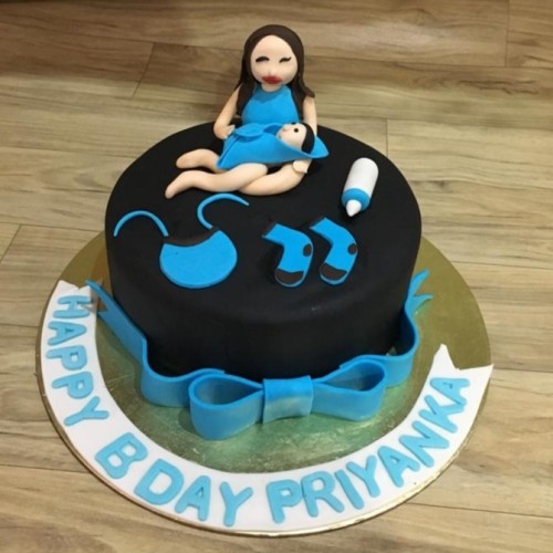 Mother With Baby Fondant Cake Delivery in Gurugram