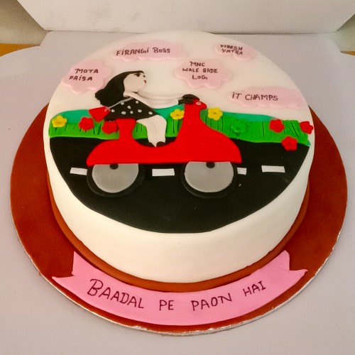 Ambitious Girl Theme Fondant Cake Delivery in Gurugram