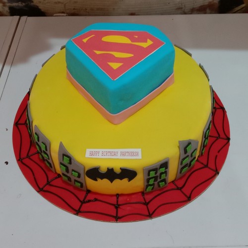 Batman and Superman Theme Cake Delivery in Gurugram