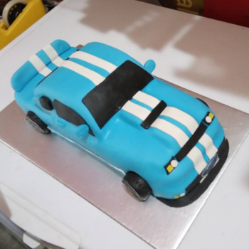 Blue Designer Car Fondant Cake Blue Designer Car Fondant Cake