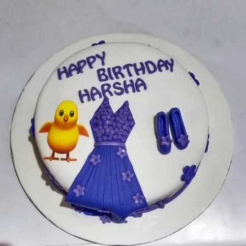Blue Gown Dress Theme Fondant Cake Delivery in Gurugram