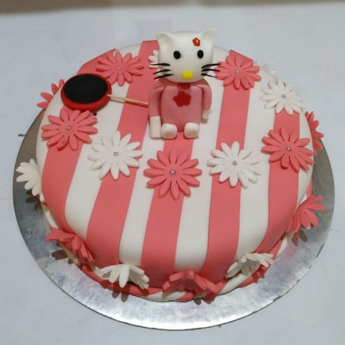 Hello Kitty Theme Fondant Cake Delivery in Gurugram