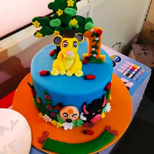 Jungle & Animal Theme 1st Birthday Cake Delivery in Gurugram