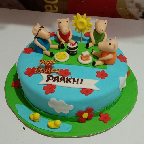 Peppa Pig Family Picnic Theme Cake Delivery in Gurugram