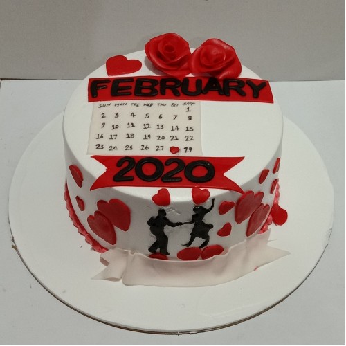 Romantic February Semi Fondant Cake Delivery in Gurugram
