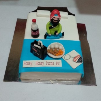 Sardar Ji Sitting on Bed Customized Cake Sardar Ji Sitting on Bed Customized Cake