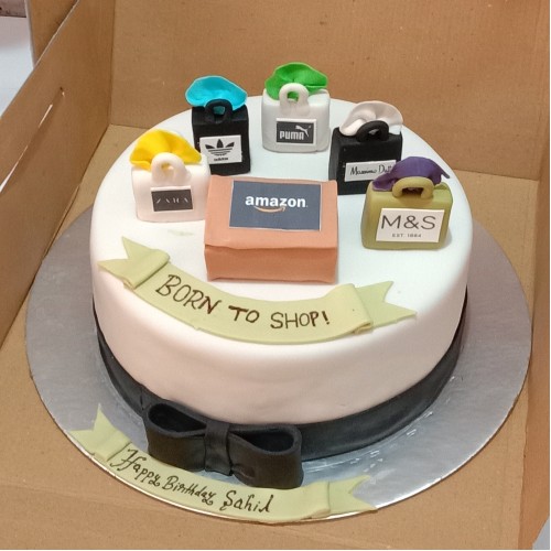 Shopaholic Birthday Fondant Cake Delivery in Gurugram