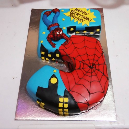 Spiderman and Batman 5 Number Cake Delivery in Gurugram
