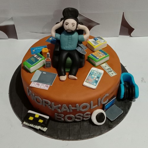 Workaholic BOSS Theme Cake Delivery in Gurugram